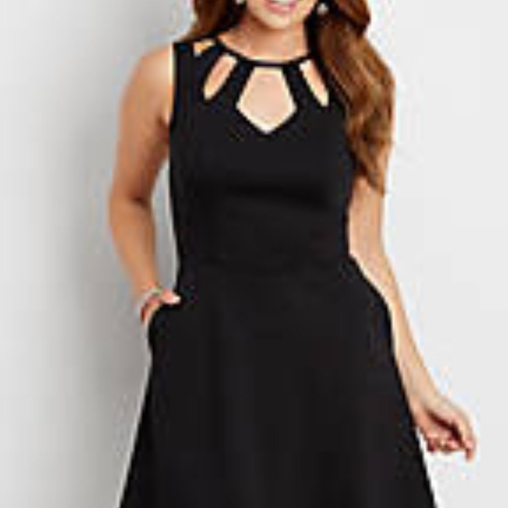 Maurices POCKETS Cut Out Neck Black Dress XXL